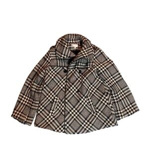 cleo Black and White Plaid Peacoat